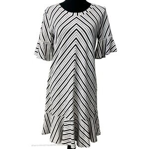 Maeve by Anthropologie Galena Striped Flounce Midi Dress | Brunch Resort Feminin